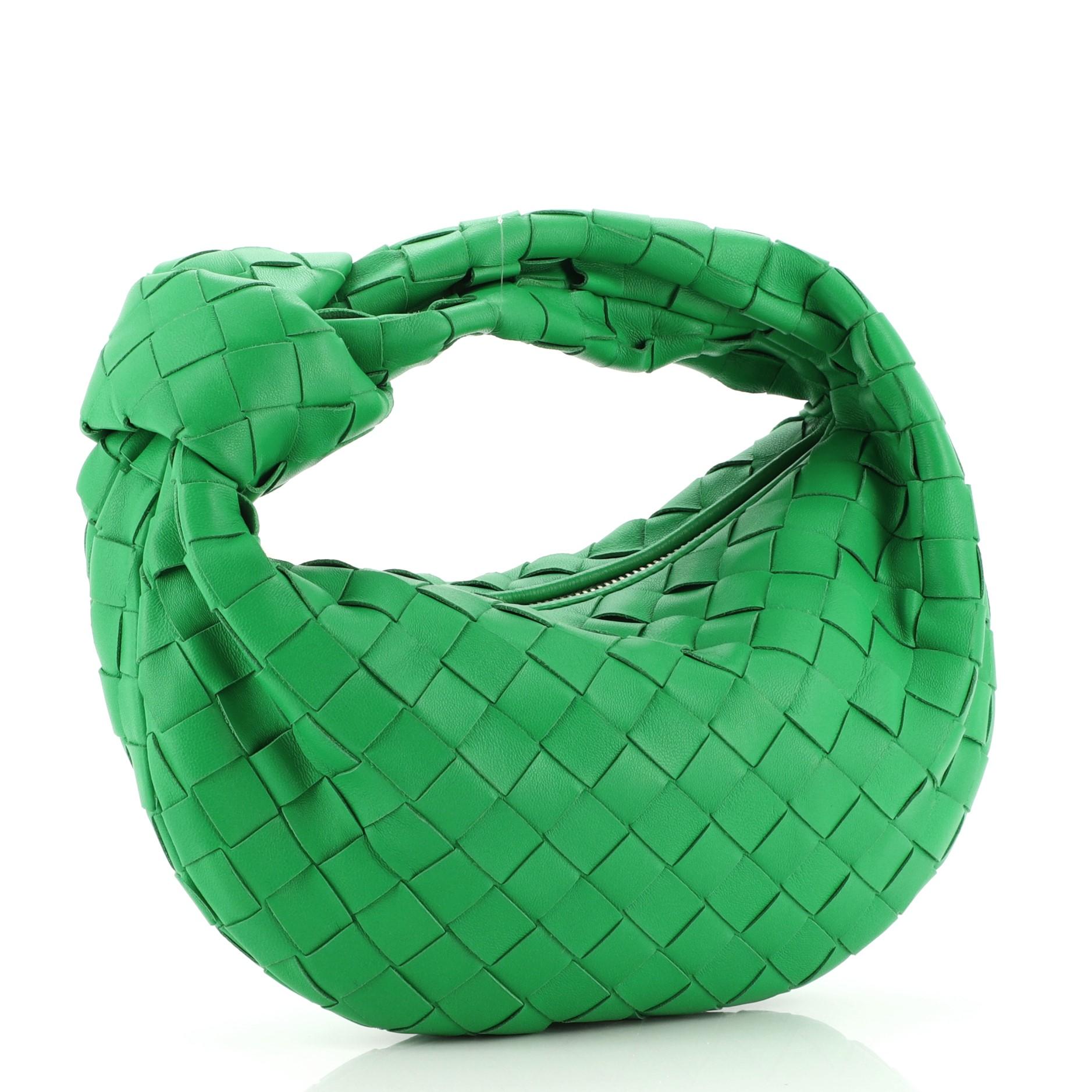 Green Bottega Veneta BV Jodie Hobo Intrecciato Nappa Mini