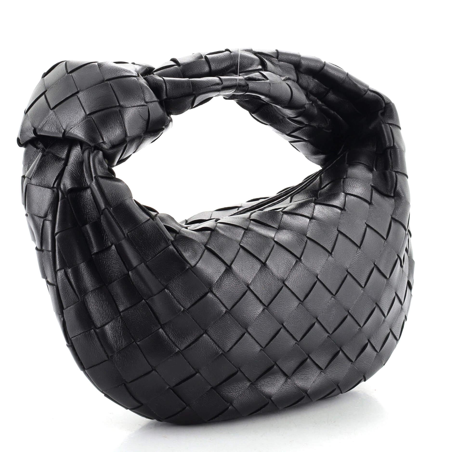 Black Bottega Veneta BV Jodie Hobo Intrecciato Nappa Mini