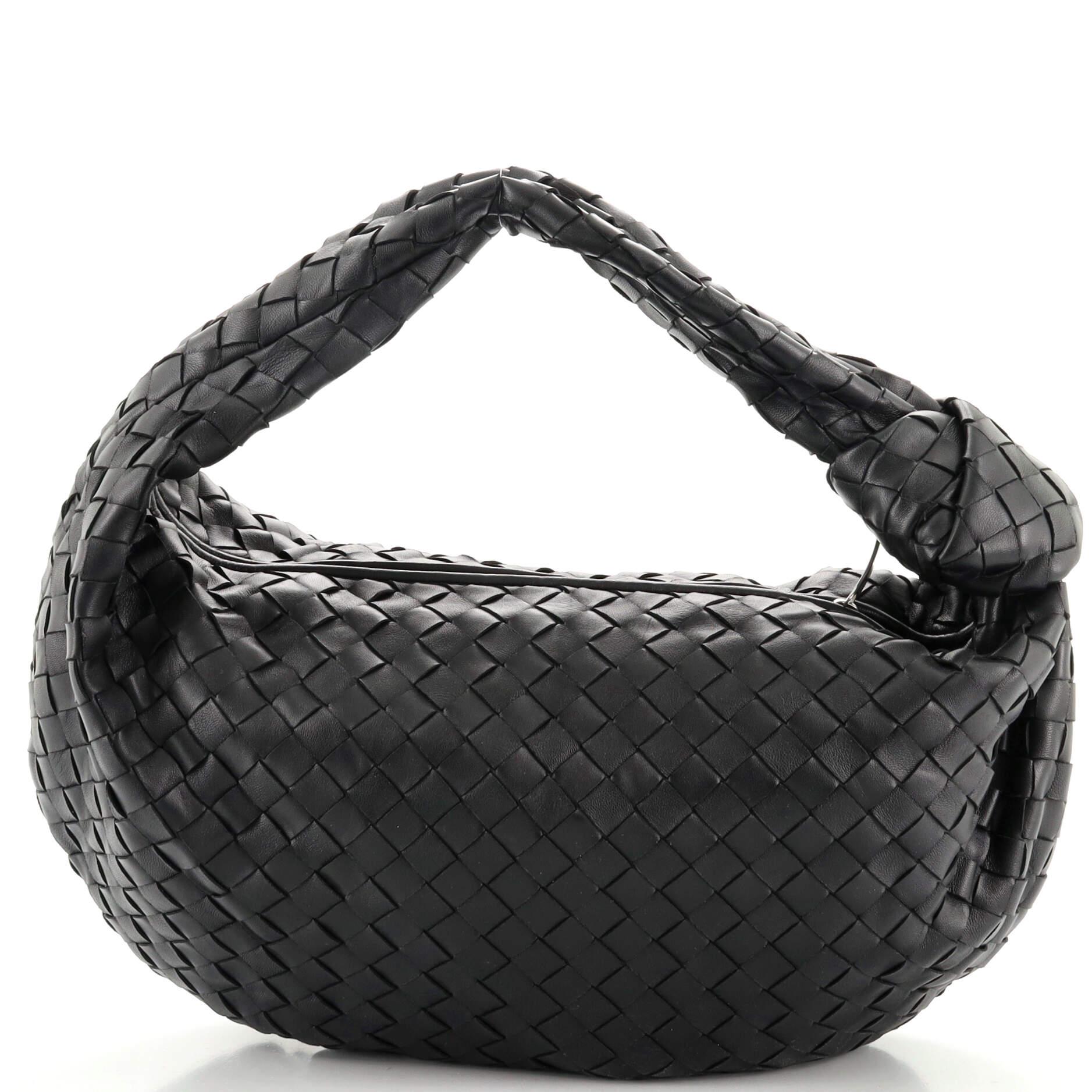 Black Bottega Veneta BV Jodie Hobo Intrecciato Nappa Teen