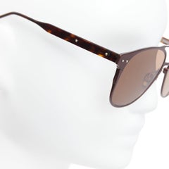 Bottega Veneta BV0212S occhiali da sole aviatore in alluminio con logo marrone