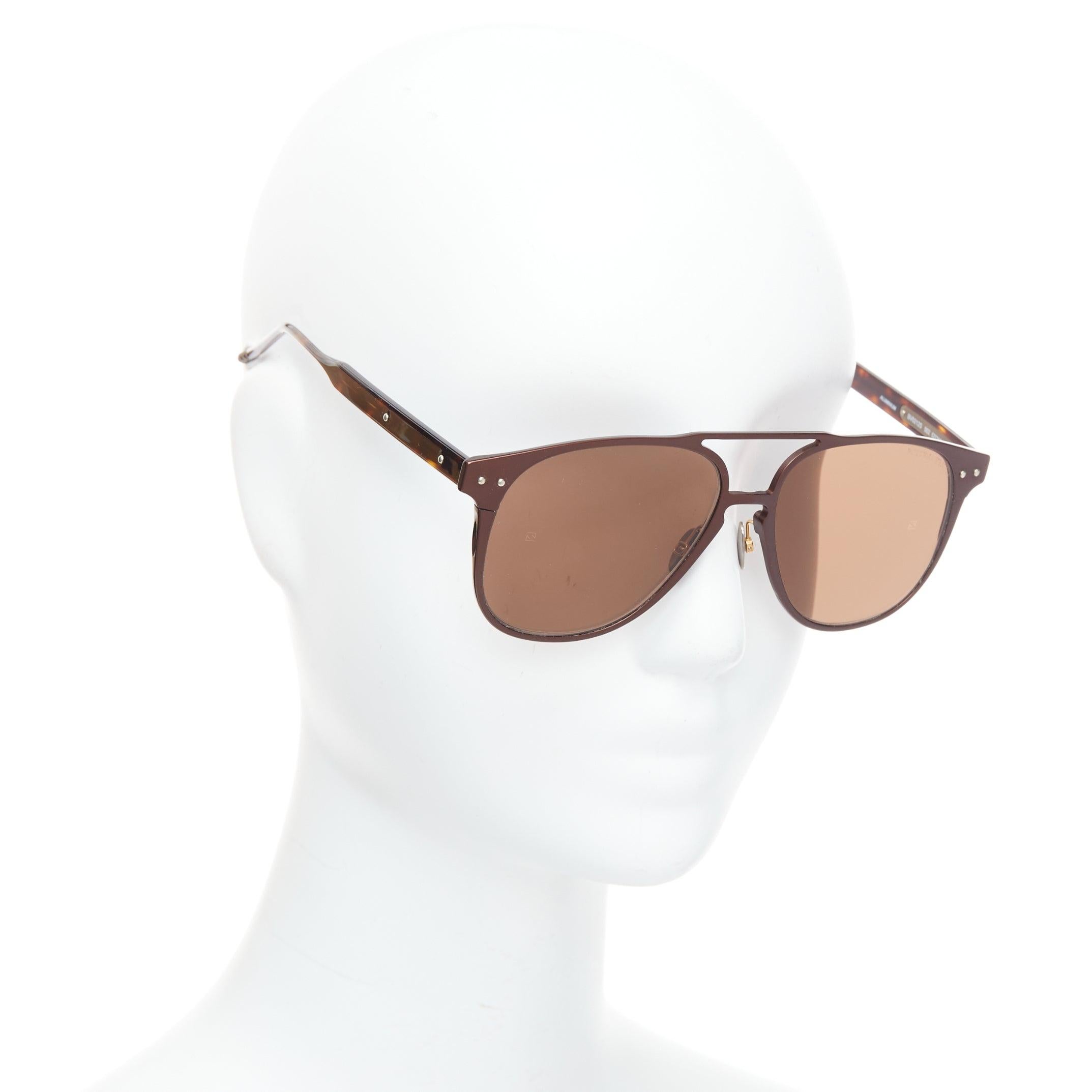 Gris Lunettes de soleil aviateur BOTTEGA VENETA BV0212S Brown logo aluminium en vente