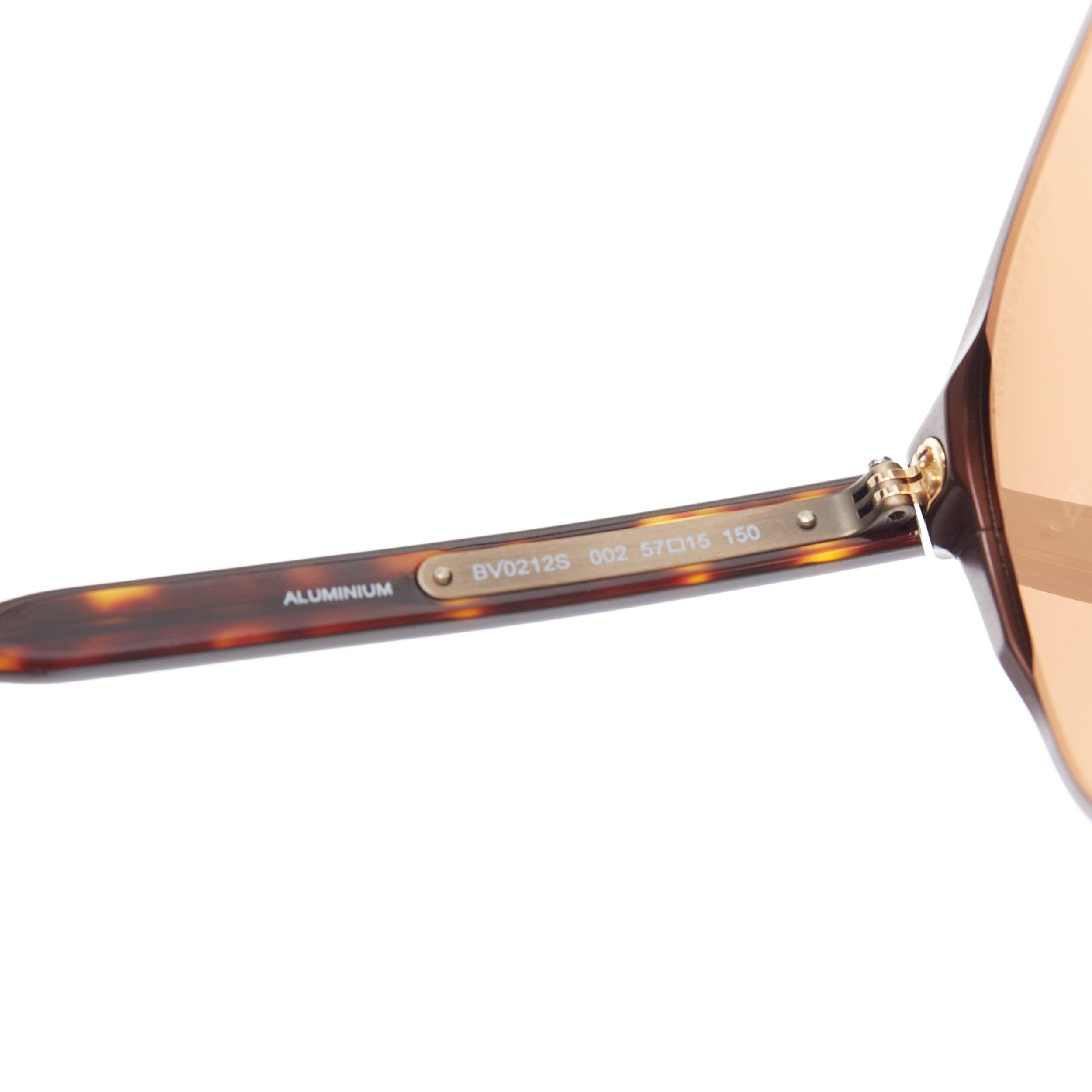 Lunettes de soleil aviateur BOTTEGA VENETA BV0212S Brown logo aluminium en vente 4