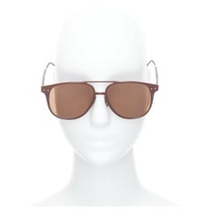 BOTTEGA VENETA BV0212S gafas de sol de aviador de aluminio con logotipo marrón
