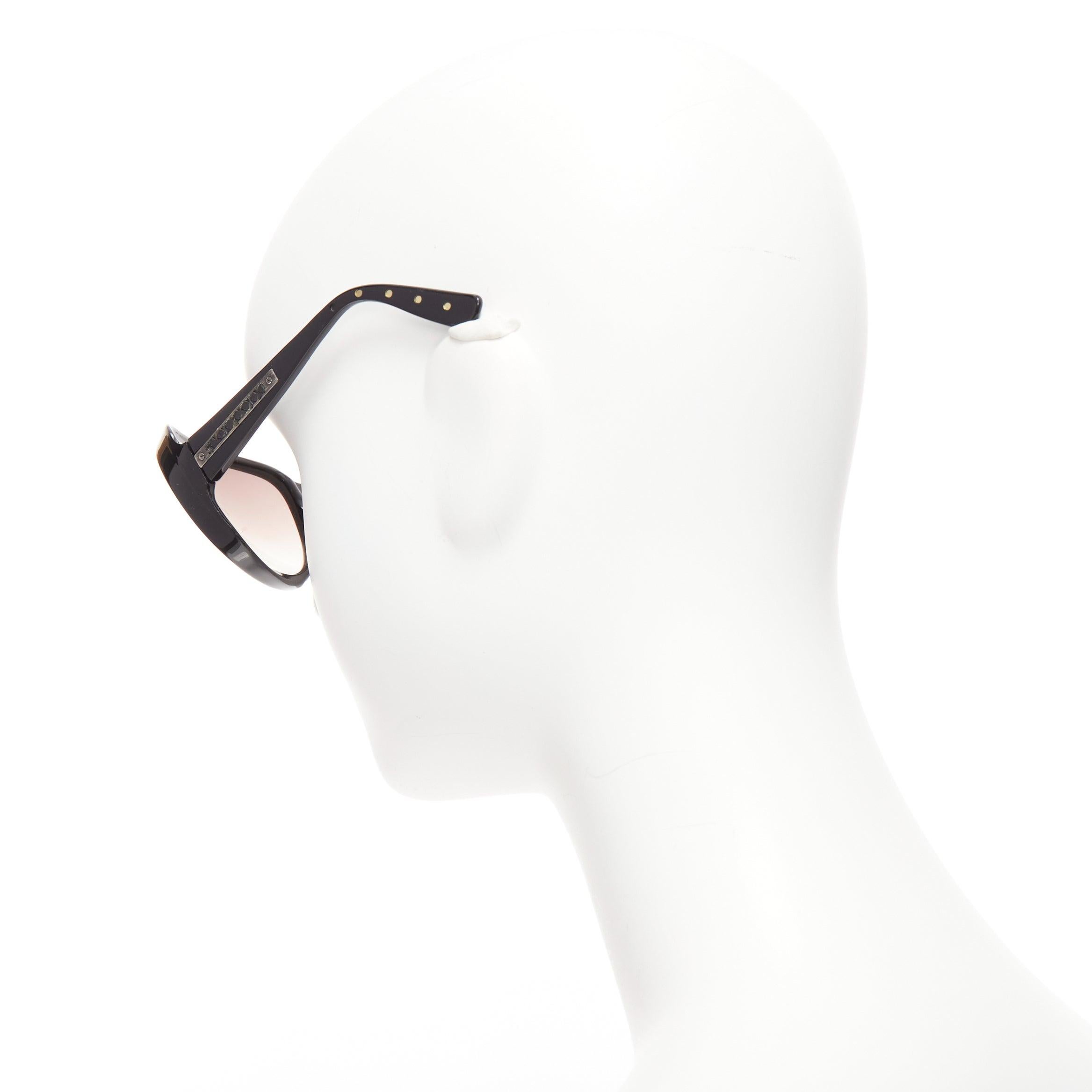 Gray BOTTEGA VENETA BV68S black woven leather trim brown oversized sunglasses For Sale