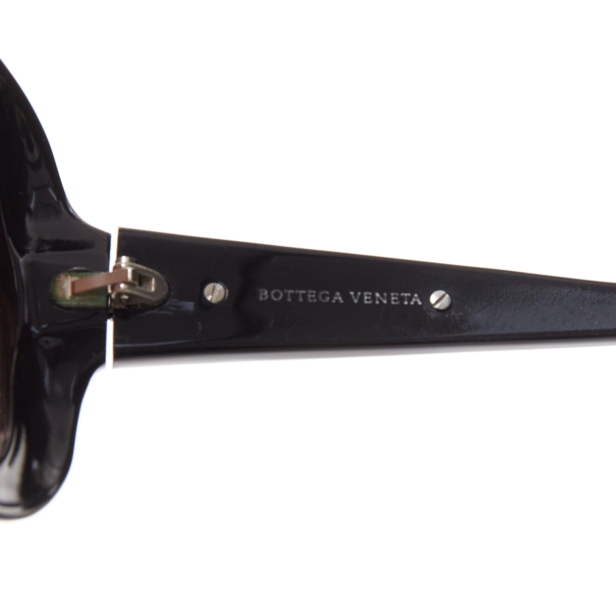 Women's BOTTEGA VENETA BV68S black woven leather trim brown oversized sunglasses For Sale