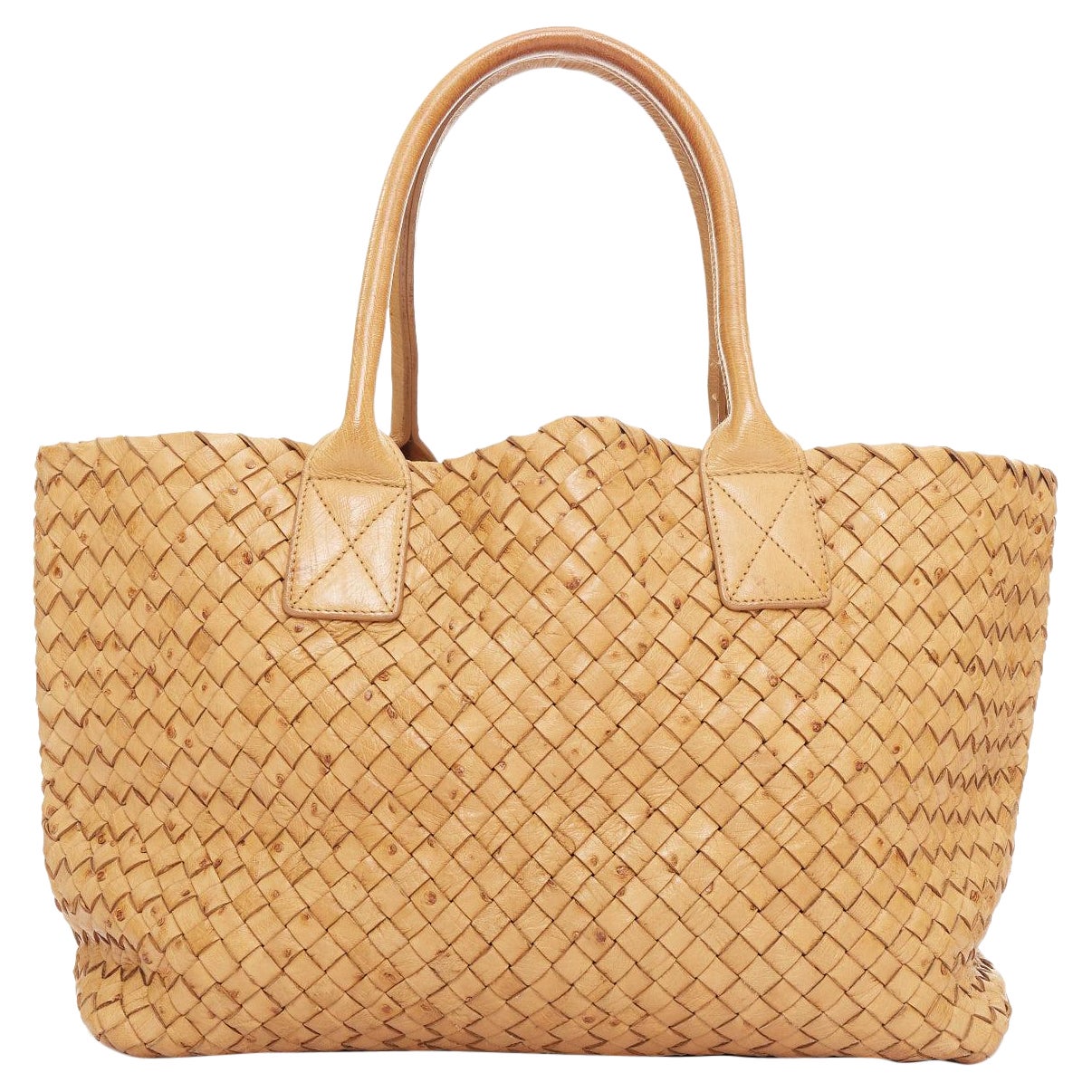 BOTTEGA VENETA Cabat Intrecciato tressé en cuir d
autruche brun marron en vente