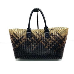 Bottega Veneta Cabat Large Intreccio Black and Transparent Leather and PVC