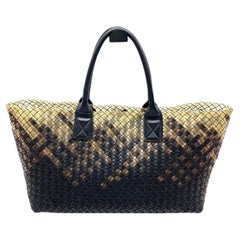 Bottega Veneta Cabat Large Intreccio Black and Transparent Leather and PVC