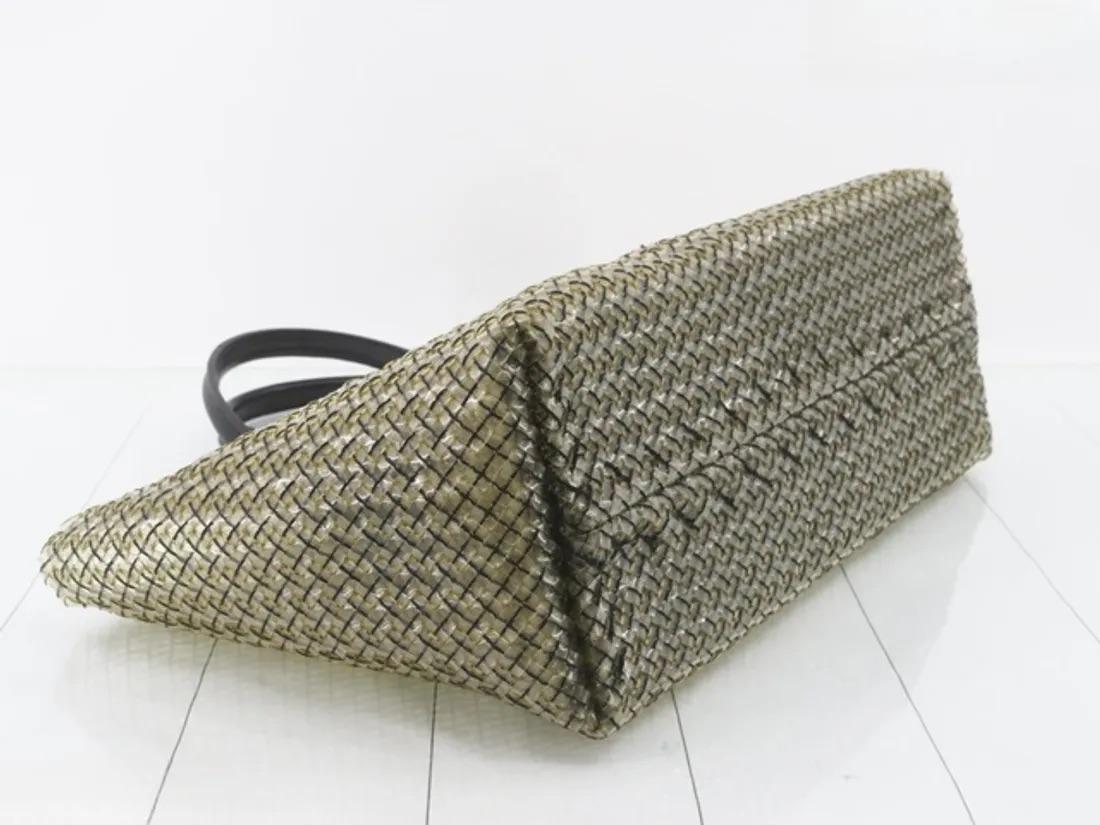 Bottega Veneta Cabat Large Intreccio Nero e Trasparente Tote in Pelle e PVC in vendita 7