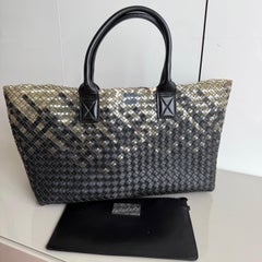 Bottega Veneta Cabat Large Intreccio Black and Transparent Leather and PVC Tote