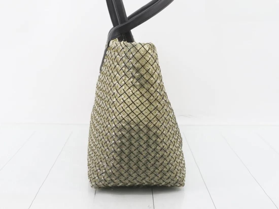 Marrone Bottega Veneta Cabat Large Intreccio Nero e Trasparente Tote in Pelle e PVC in vendita