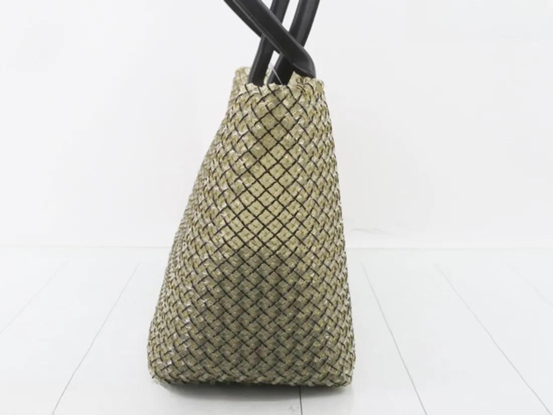 Bottega Veneta Cabat Large Intreccio Nero e Trasparente Tote in Pelle e PVC In condizioni buone in vendita a AUBERVILLIERS, FR
