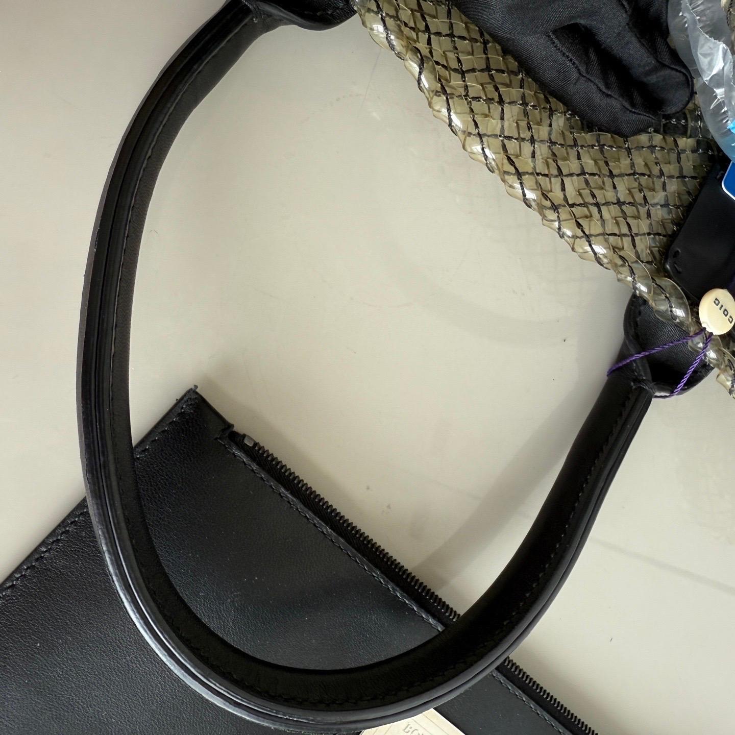 Bottega Veneta Cabat Large Intreccio Black and Transparent Leather and PVC Tote For Sale 5