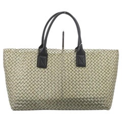 Bottega Veneta Cabat Large Intreccio Black and Transparent Leather and PVC Tote