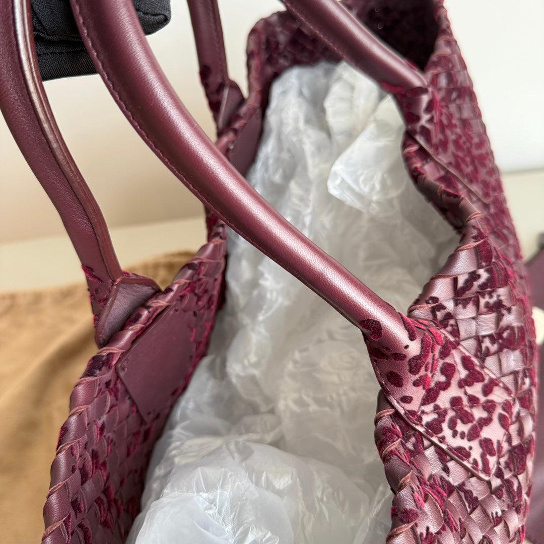 Bottega Veneta Cabat Large Intreccio Burgundy Leather and Velvet 40cm 6