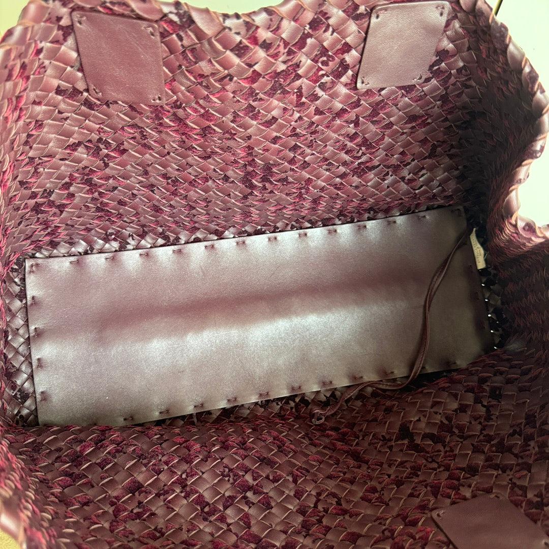 Bottega Veneta Cabat Large Intreccio Burgundy Leather and Velvet 40cm 9