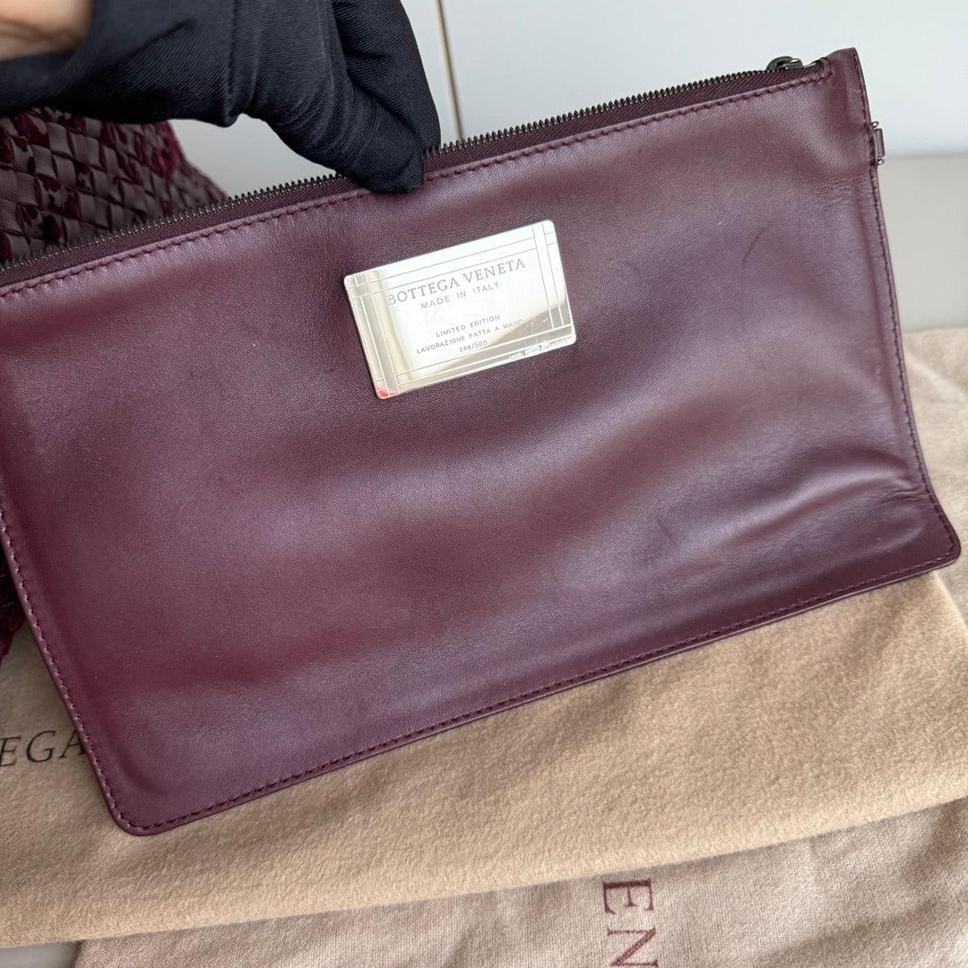 Bottega Veneta Cabat Large Intreccio Burgundy Leather and Velvet 40cm 14