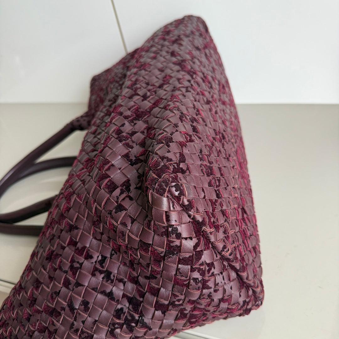 Bottega Veneta Cabat Large Intreccio Burgundy Leather and Velvet 40cm For Sale 1