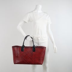 Bottega Veneta Cabat Large Intreccio Burgundy Patent Leather 40cm