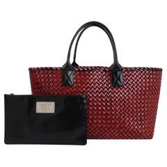 Bottega Veneta Cabat Large Intreccio Burgundy Patent Leather 40cm