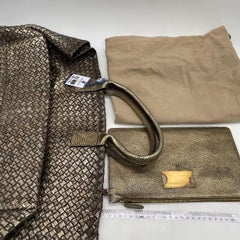 Bottega Veneta Cabat Large Intreccio Deerskin Leather Tote Bag Gold