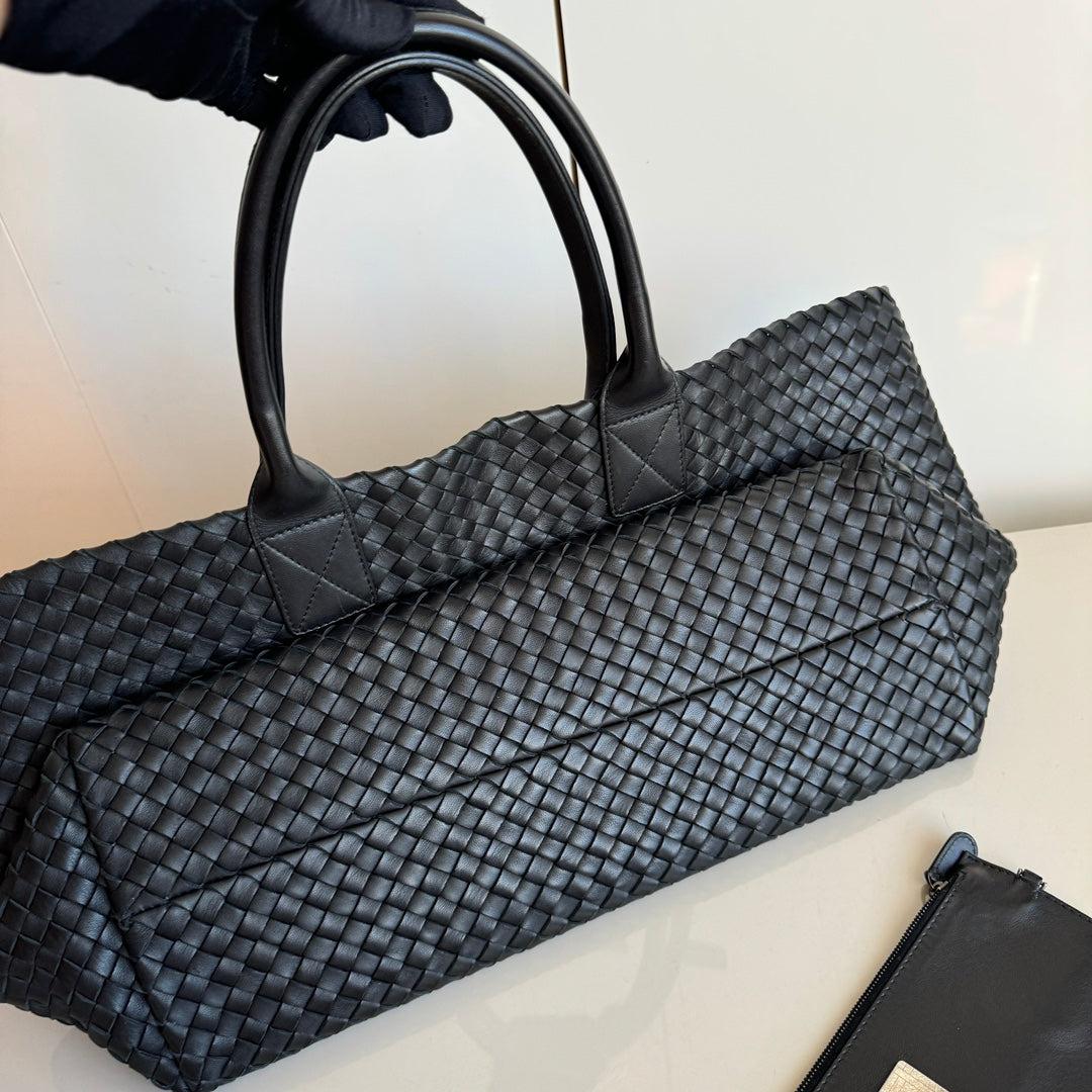 Bottega Veneta Cabat Large Intreccio Leather Tote Bag Black 40cm 12