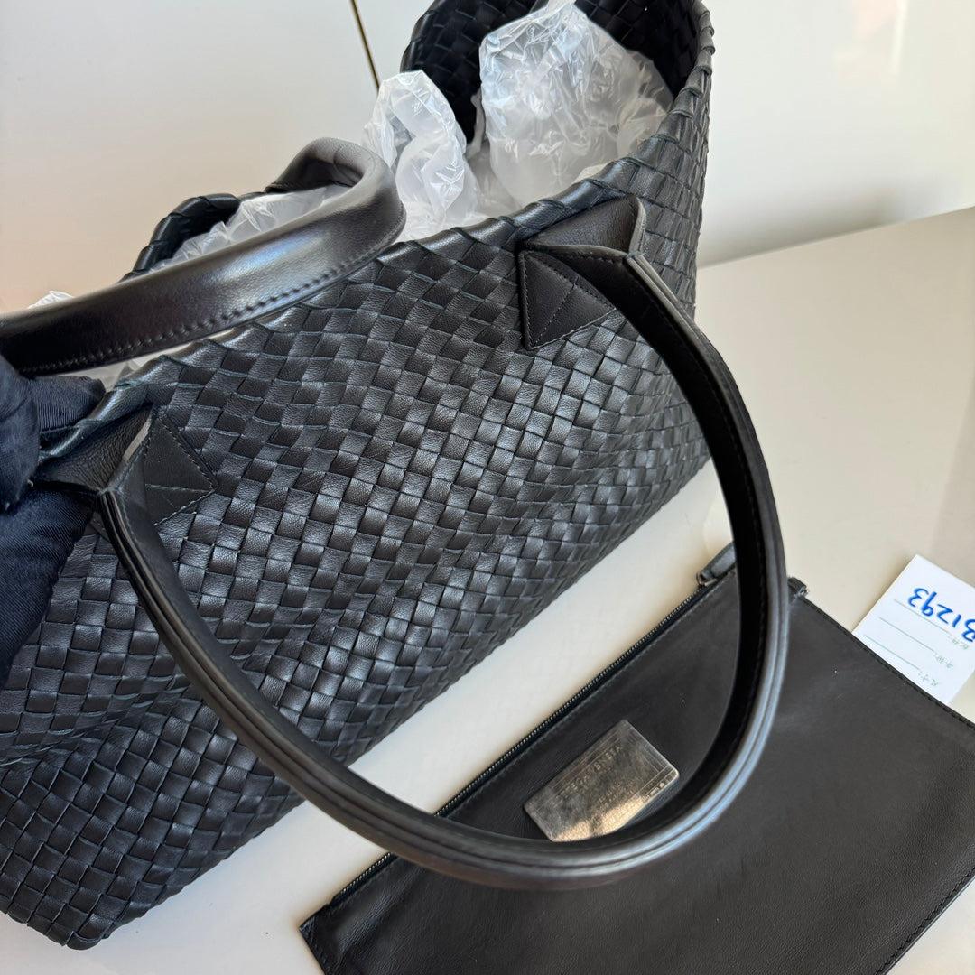 Bottega Veneta Cabat Large Intreccio Leather Tote Bag Black 40cm 14