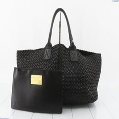 Bottega Veneta Cabat Large Intreccio Leather Tote Bag Black 40cm