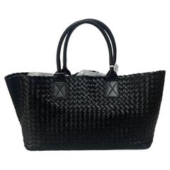 Bottega Veneta Cabat Large Intreccio Leather Tote Bag Black 40cm