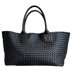 Bottega Veneta Cabat Large Intreccio Leather Tote Bag Black 40cm