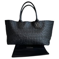 Bottega Veneta Cabat Large Intreccio Leather Tote Bag Black 40cm