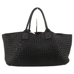 Bottega Veneta Cabat Large Intreccio Leather Tote Bag Black 40cm