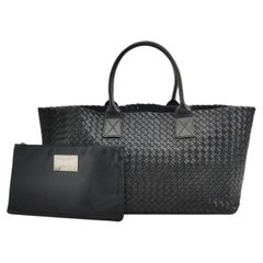 Bottega Veneta Cabat Large Intreccio Leather Tote Bag Black 40cm