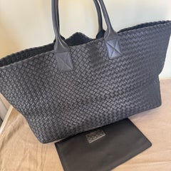 Bottega Veneta Cabat Large Intreccio Leather Tote Bag Black 45cm