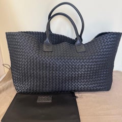 Bottega Veneta Cabat Large Intreccio Leather Tote Bag Black 45cm