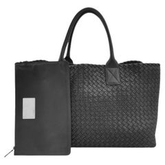 Bottega Veneta Cabat Large Intreccio Leather Tote Bag Black 45cm