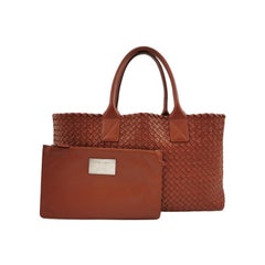 Used Bottega Veneta Cabat Large Intreccio Leather Tote Bag Brick Red 41.5cm