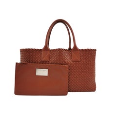 Bottega Veneta Cabat Large Intreccio Leather Tote Bag Brick Red 41.5cm