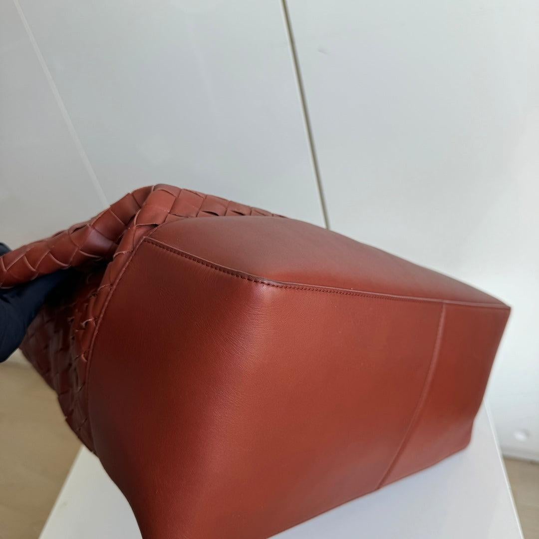 Bottega Veneta Cabat Large Intreccio Leather Tote Bag Burgundy Brick Red For Sale 6