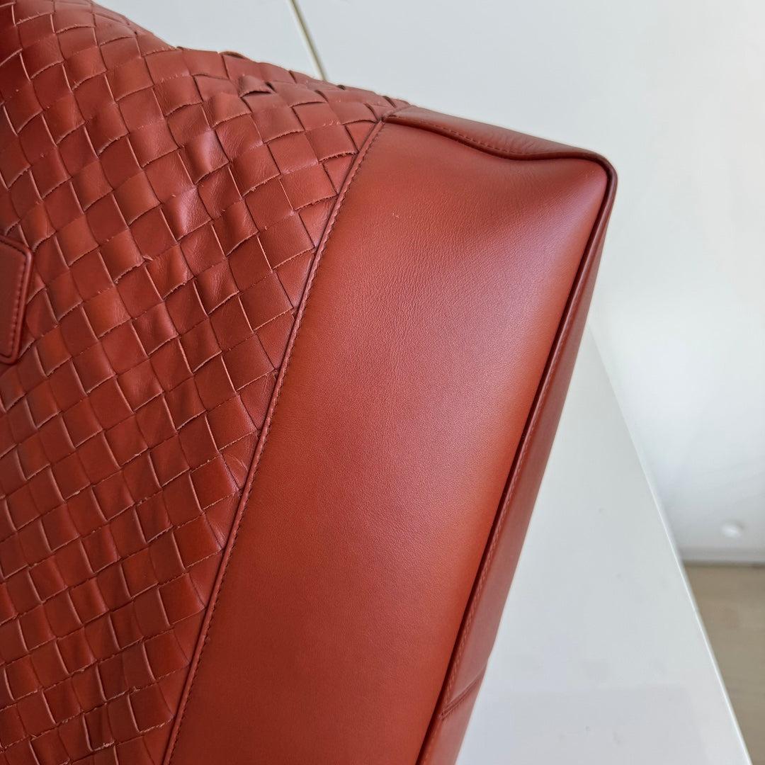 Bottega Veneta Cabat Large Intreccio Leather Tote Bag Burgundy Brick Red For Sale 9