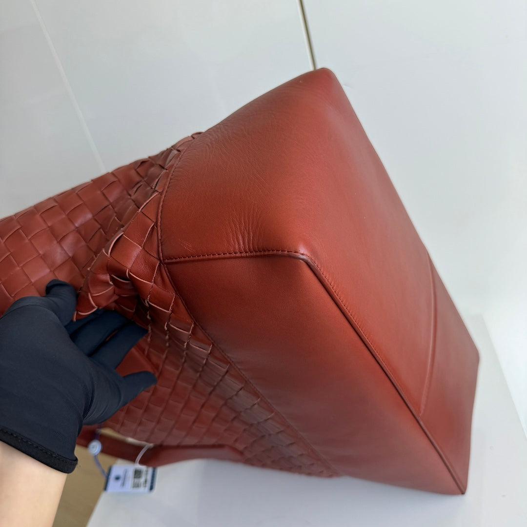 Bottega Veneta Cabat Large Intreccio Leather Tote Bag Burgundy Brick Red For Sale 3
