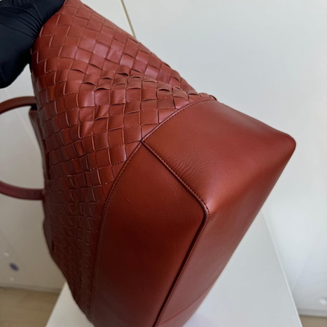 Bottega Veneta Cabat Large Intreccio Leather Tote Bag Burgundy Brick Red For Sale 4