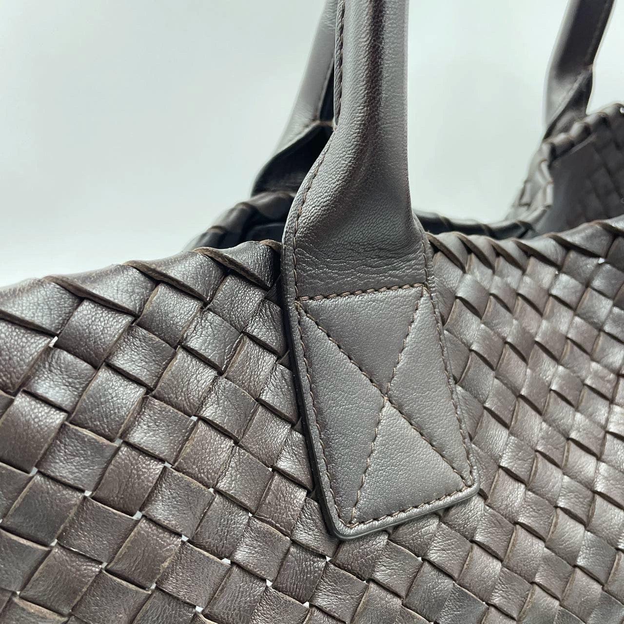 Bottega Veneta Cabat Large Intreccio Leather Tote Bag Chocolate Brown with Pouch 14