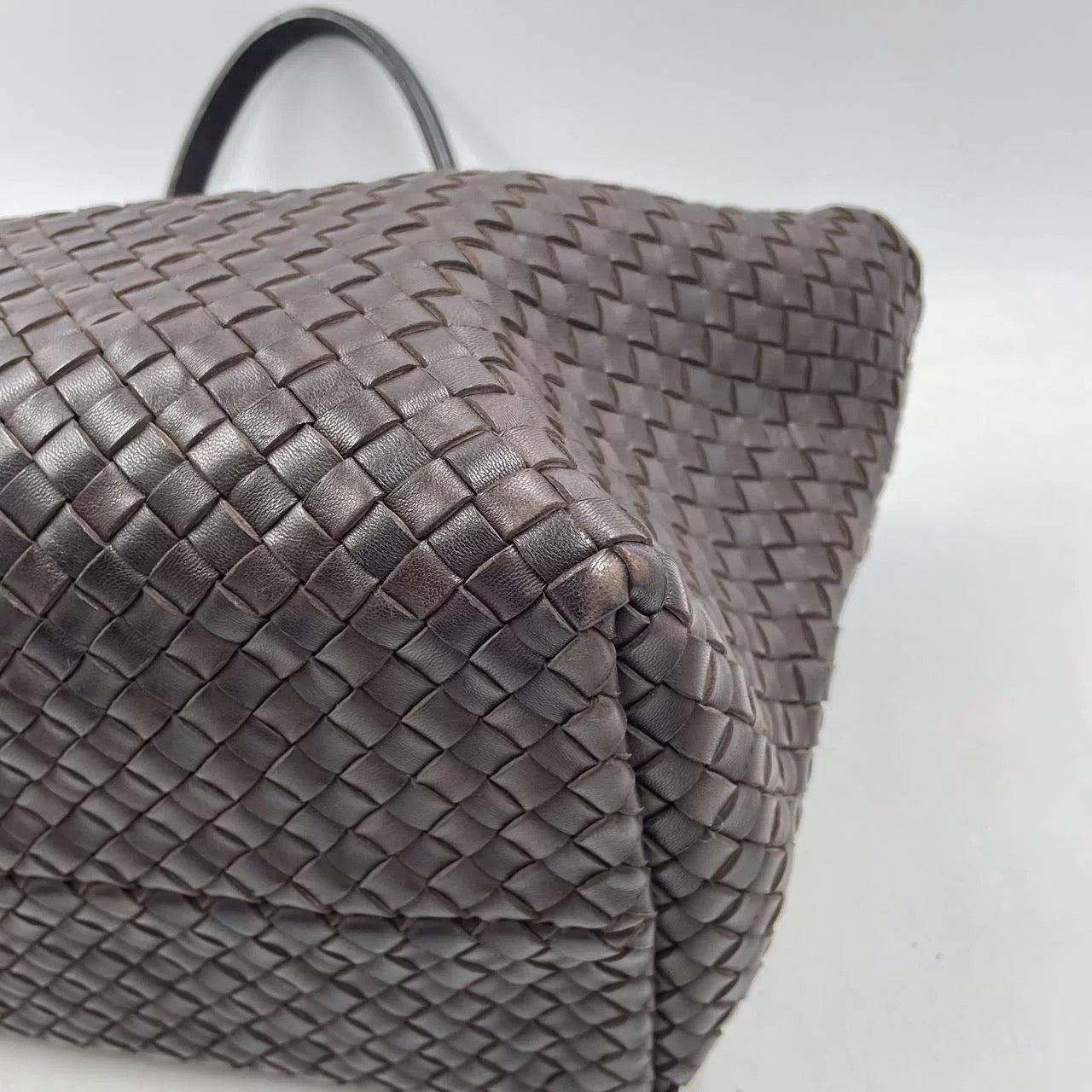 Bottega Veneta Cabat Large Intreccio Leather Tote Bag Chocolate Brown with Pouch 15