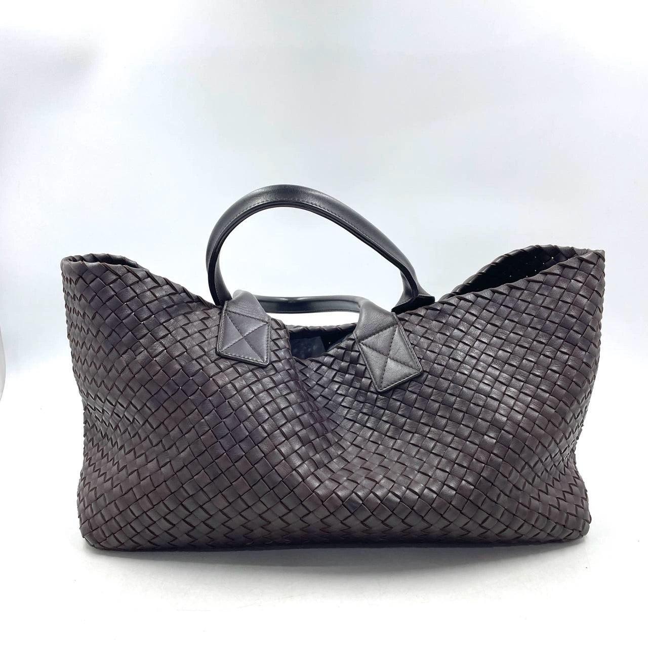 Bottega Veneta Cabat Large Intreccio Leather Tote Bag Chocolate Brown with Pouch 2