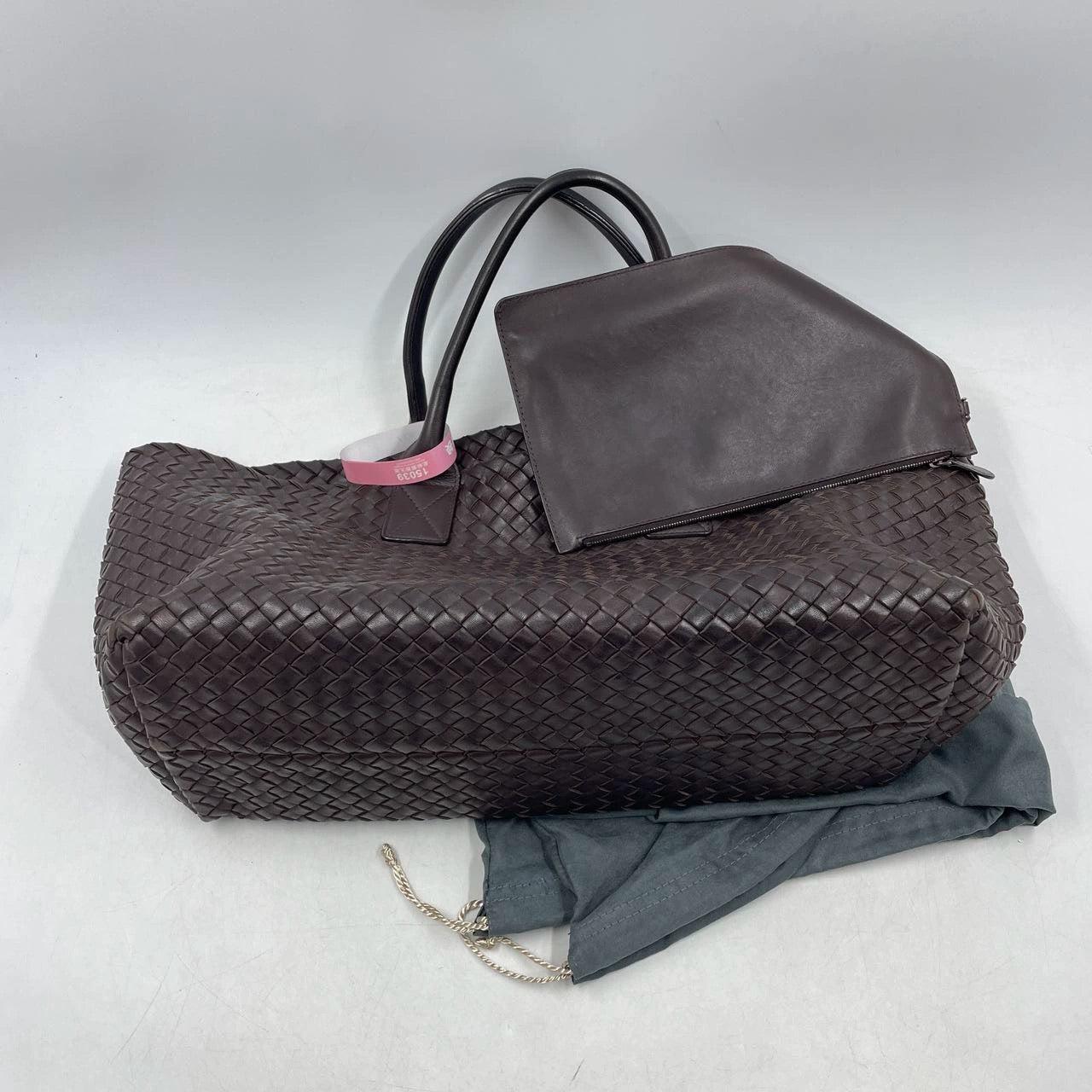 Bottega Veneta Cabat Large Intreccio Leather Tote Bag Chocolate Brown with Pouch 4