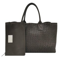 Bottega Veneta Cabat Large Intreccio Leather Tote Bag Chocolate Brown with Pouch