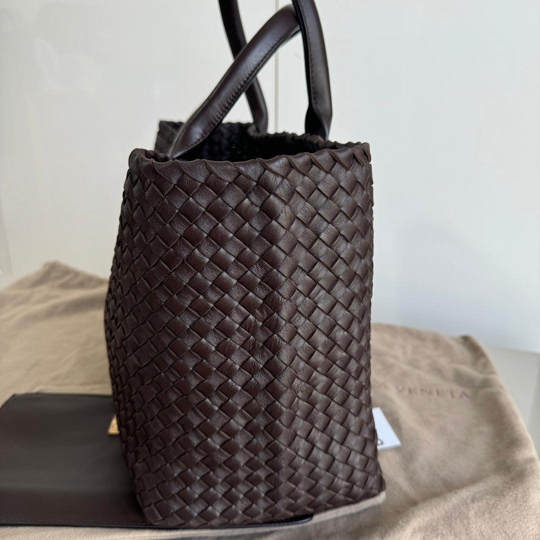Bottega Veneta Cabat Large Intreccio Leather Tote Bag Dark Chocolate Brown 40cm 1