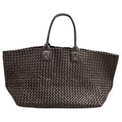 Bottega Veneta Cabat Large Intreccio Leather Tote Bag Dark Chocolate Brown 42cm