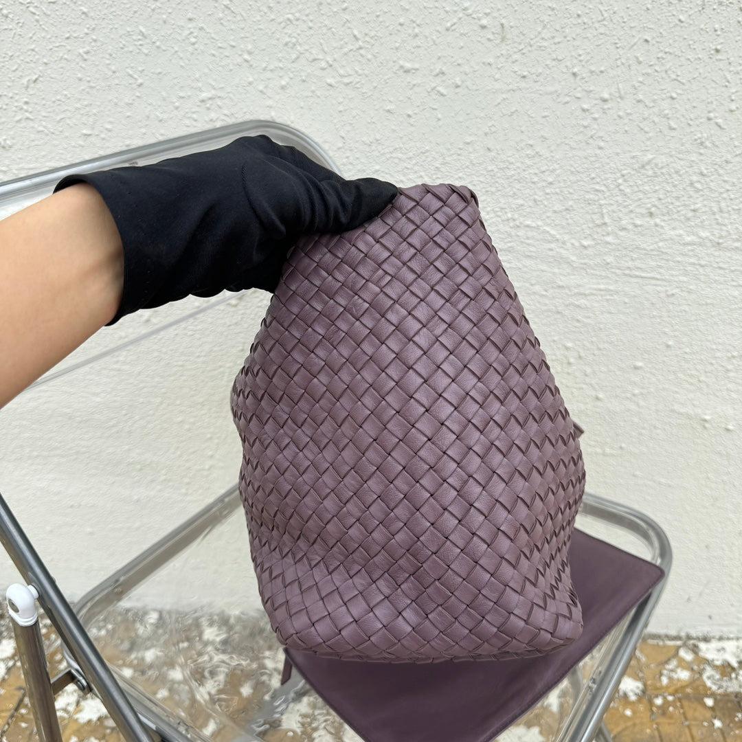 Women's Bottega Veneta Cabat Large Intreccio Leather Tote Bag Dark Lavender Purple